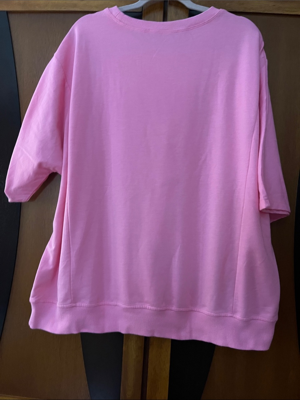 NWOT Oversized Boutique Pink Short Sleeve Daisy Appliqué Top w/Bottom Band - Picture 8 of 8